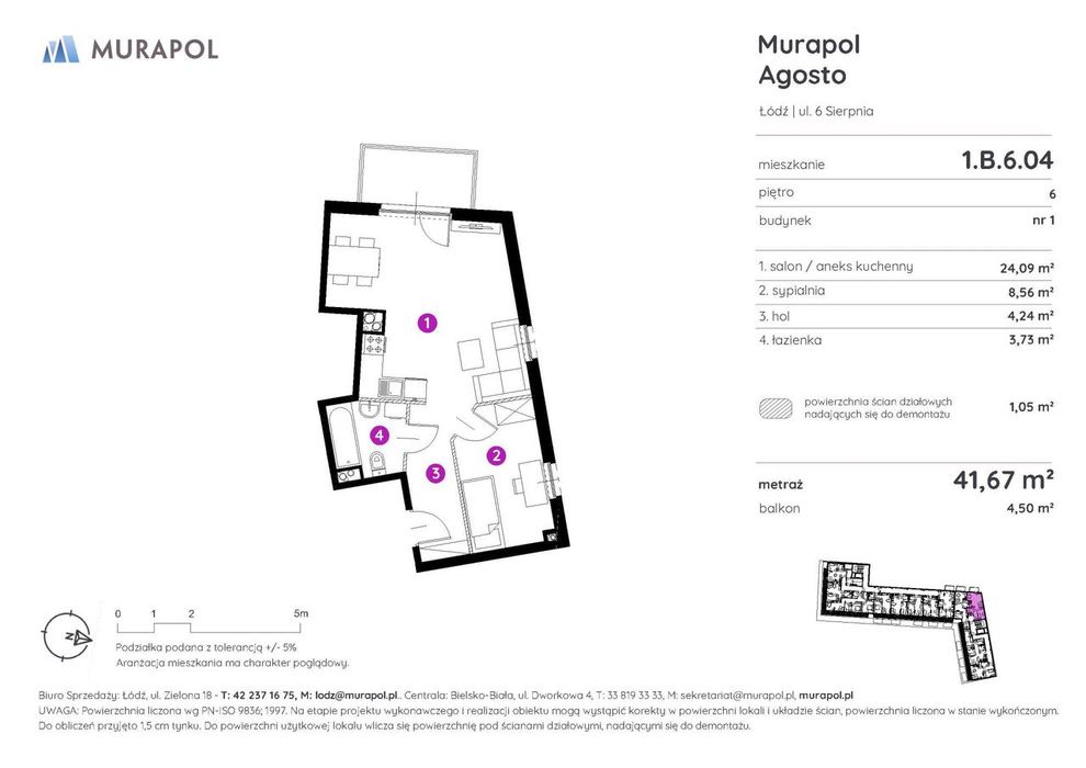 2-pokojowe mieszkanie 41 m² + balkon - Widok 2