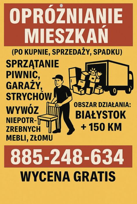 Opróżnianie mieszkań domów, wywóz mebli złomu, sprzątanie piwnic