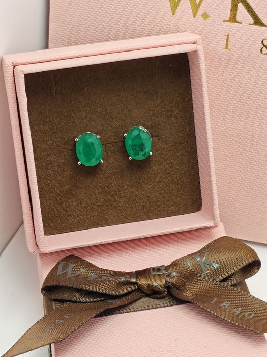 Kolczyki srebrne 925 z zielona cyrkonią