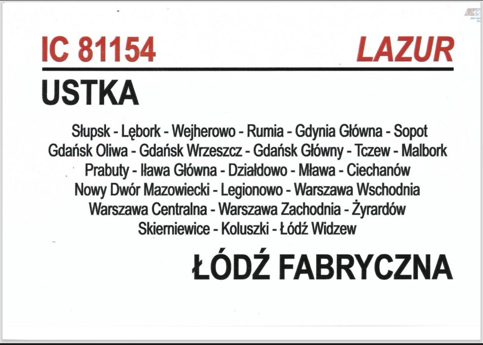 Tablica relacyjna - IC Lazur