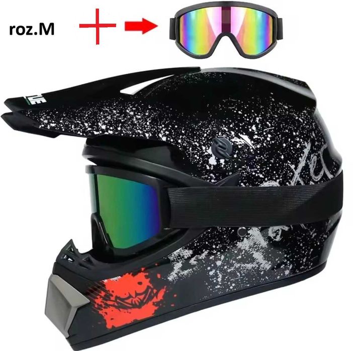 Kask typ cross ORZ-26 roz.M (56-58) +gogle, motor, rower, skuter, hulajnoga
