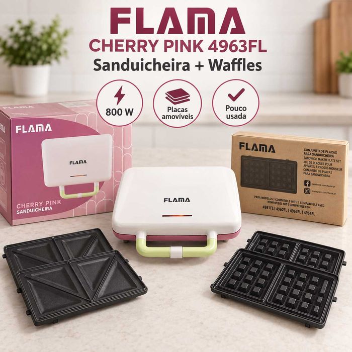 Torradeira FLAMA com conjunto de placas para waffles