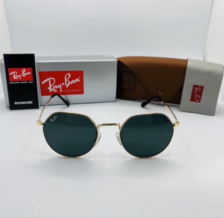 Солнцезащитные очки Ray Ban Jack 3565 Gold-Black 53мм стекло