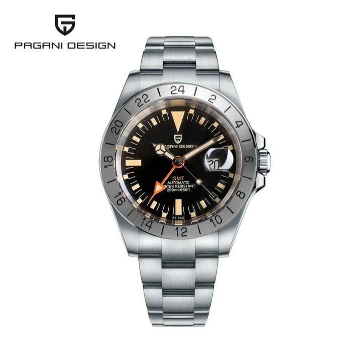 Часы Pagani Design GMT хомаж Rolex Explorer 2 Freccione