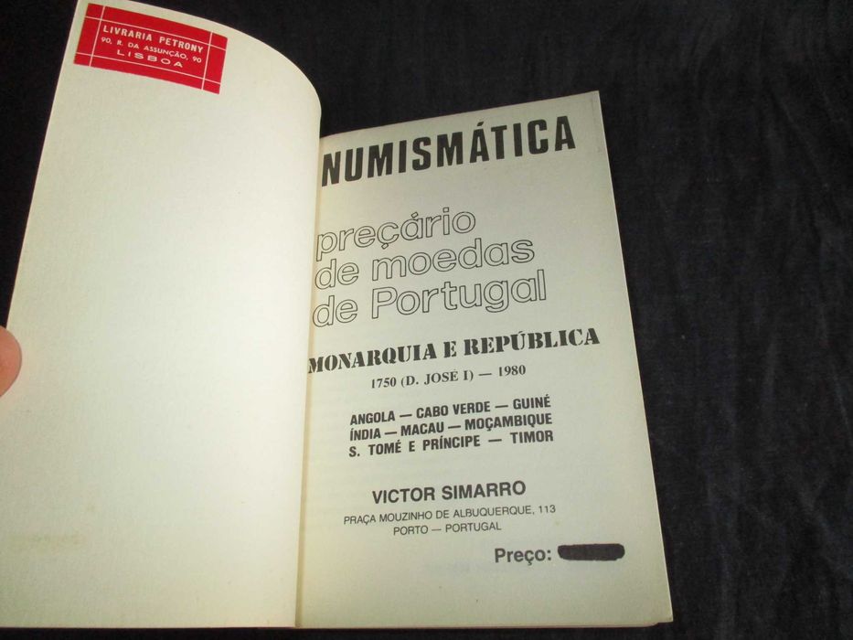 Livro Numismática Preçário de Moedas de Portugal 1980