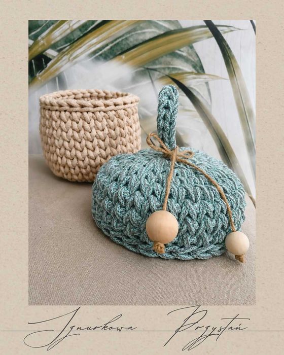 Koszyczek jesienny "Żołądź" ze sznurka -Handmade-