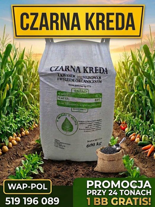 CZARNA KREDA Jeziorna Typ 07A | kwas humusowy | PROMOCJA 24t +1 BB GRATIS
