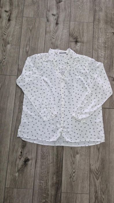 Biała koszula w serca damska długi rękaw Cecil 42/XL wiskoza