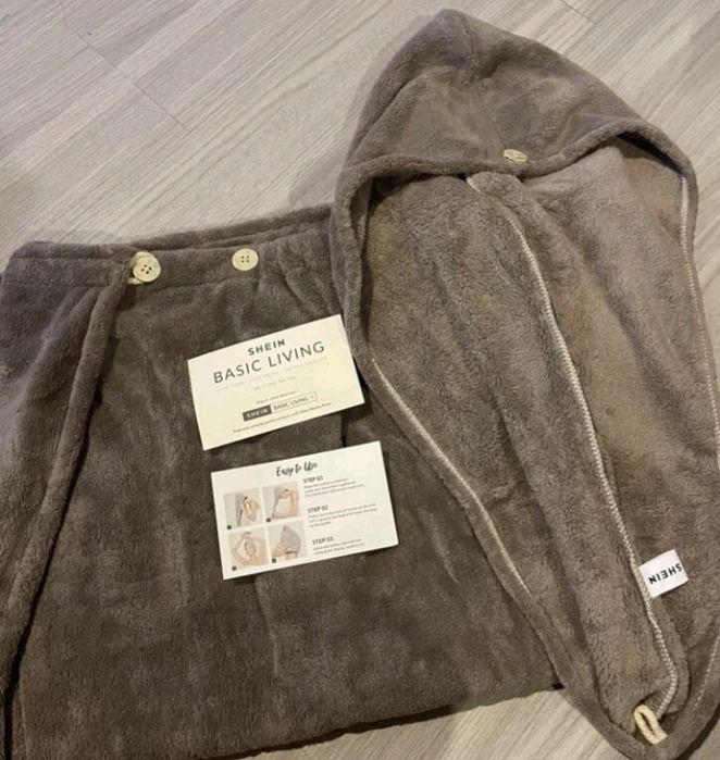 Toalha e touca  de banho em ficrofibra de secagem rápida