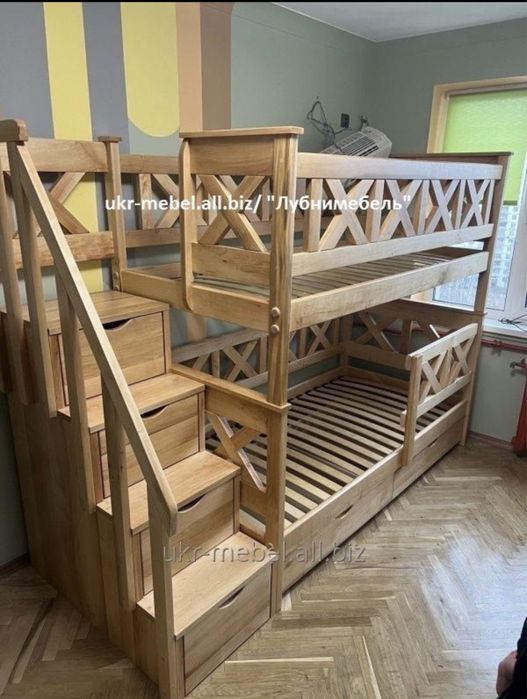 Кровать двухъярусная 'Оскар",ліжко двоповерхове дерев'яне