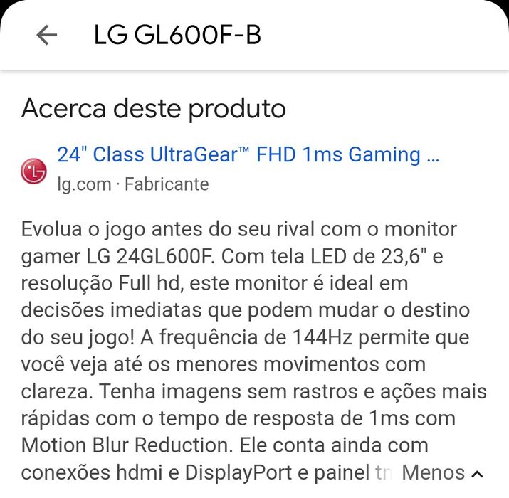 LG monitor 24"  24GL600F