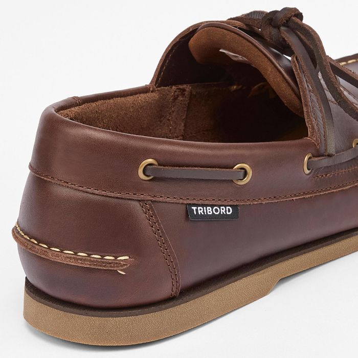 Sapatos de vela couro SAILING 500 Castanho