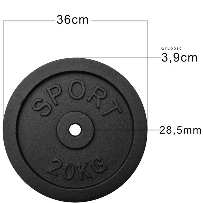 obciążenie żeliwne talerz 20kg 28,5mm