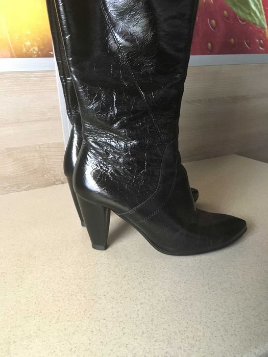 Kozaki skórzane, czarne, skóra, polski producent, rozmiar 37