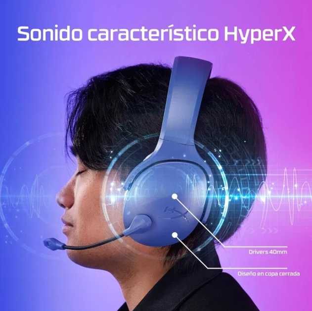 HyperX Cloud Jet Gaming Headset, sem fios, dupla conexão