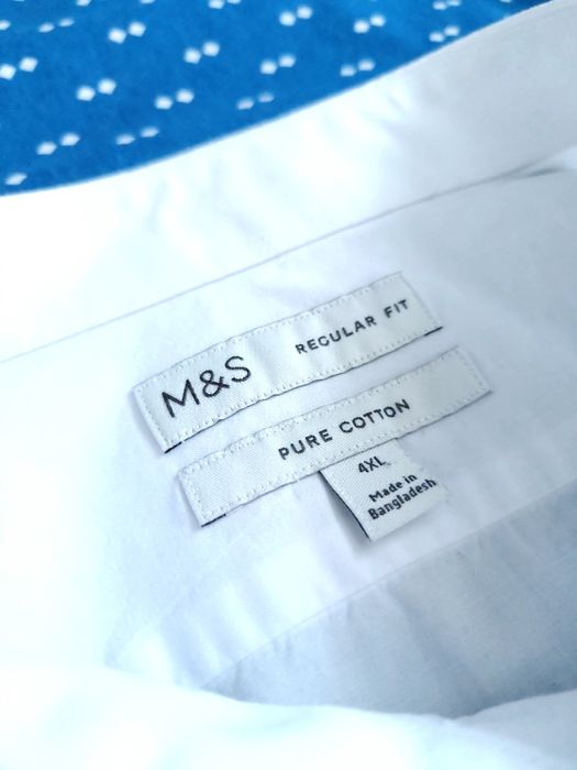 DUŻA (4XL) biała męska koszula Marks & Spencer puree cotton