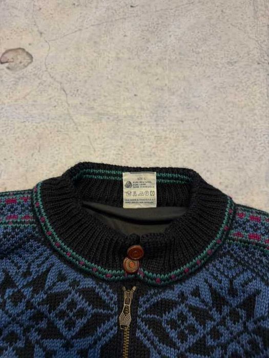 Granatowy gruby sweter lambswool Dale of Norway - Size L