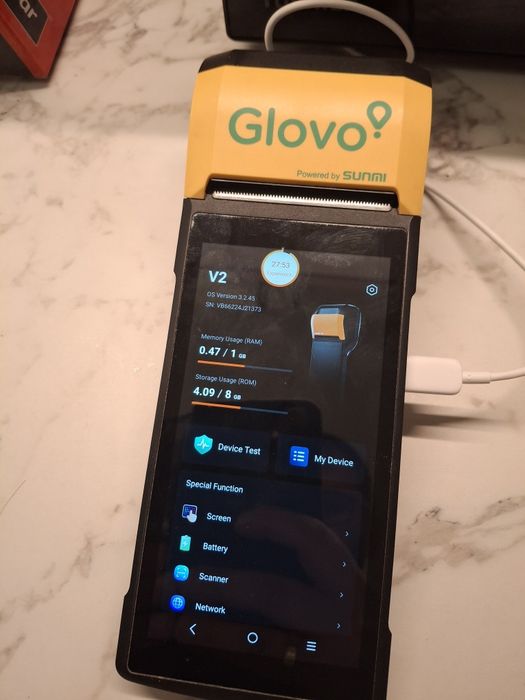 Tablet do przyjmowania zamówień Glovo