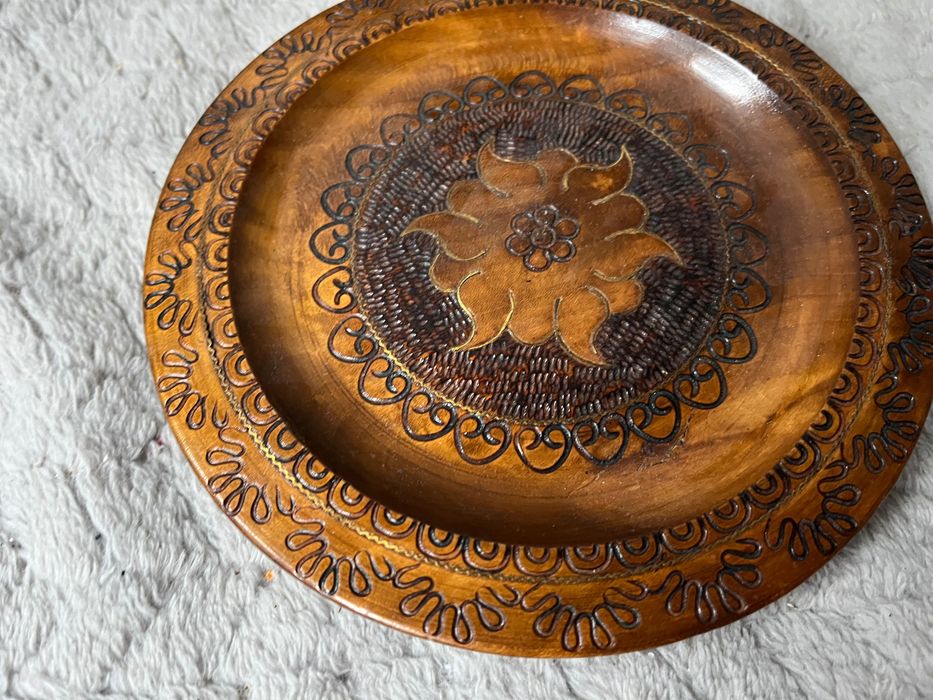 PRL Cepelia Drewniany Talerzyk Góralski