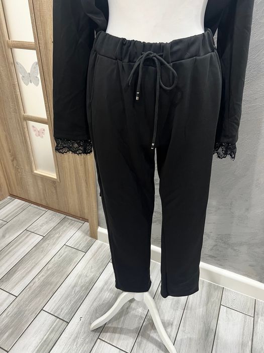 Czarny komplet set elegancko sportowy