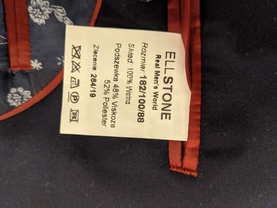 Garnitur granatowy Ellstone 100% wełna.