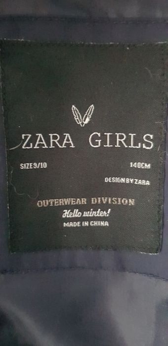 Zara girls granatowa zimowa kurtka puchowa r.140