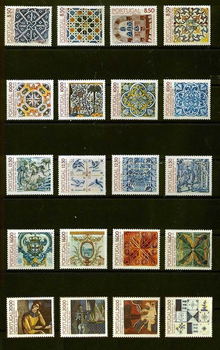 AZULEJOS EM PORTUGAL - 5seculos do azulejo em Portugal  - SERIE 20 selos novos CTT - 1981 a 1985