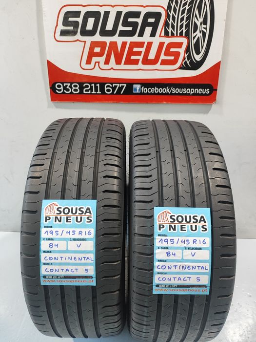 2 pneus semi novos 195-45R16 Continental - Oferta dos Portes