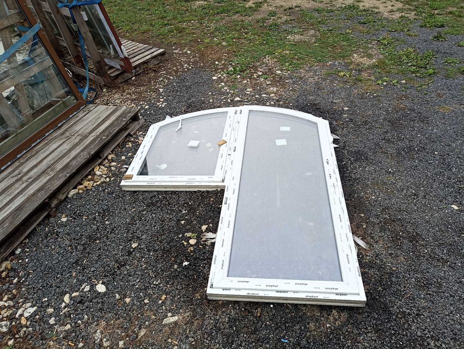 Okno tarasowe łukowe pcv 192/238 trzy szybowe balkon plus okno