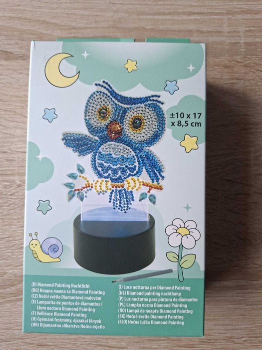 Nowy zestaw Diamond Painting lampka nocna LED Sowa