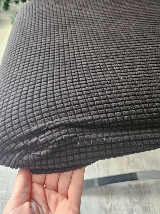 Pokrowce na krzesła komplet czarne żakardowe kratka 4 szt