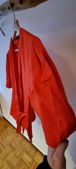 Camisa Linho Vermelha Zara