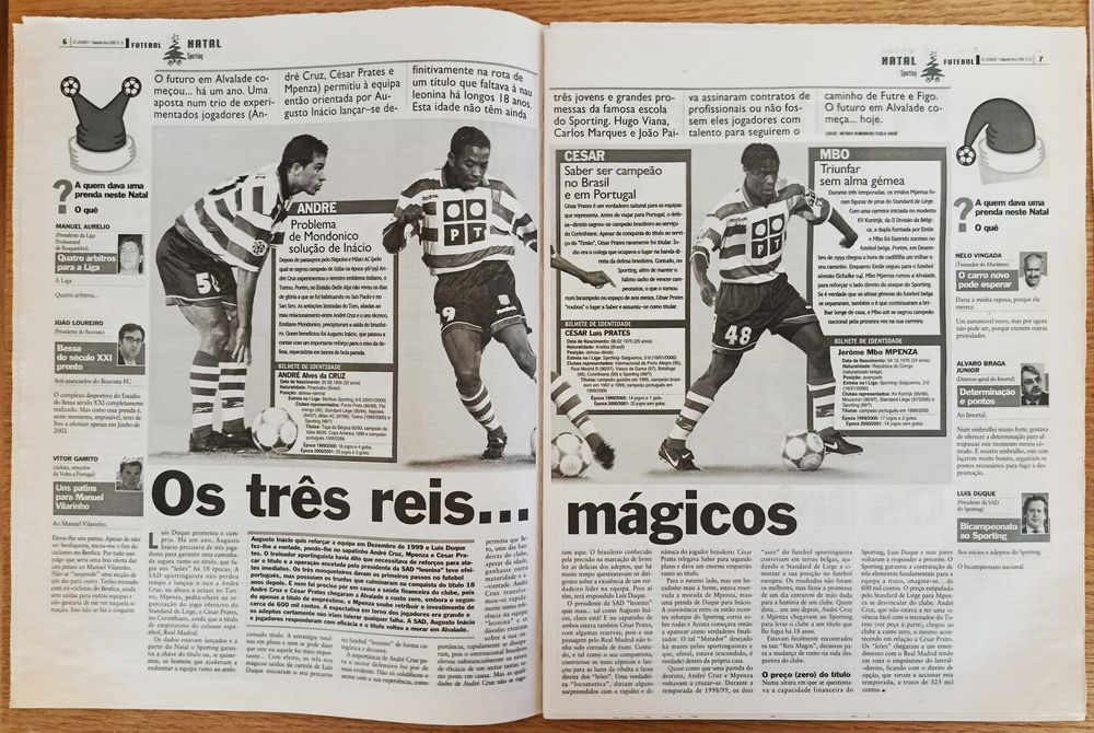 Lourosa e Lamas os queridos inimigos - jornal O Jogo de dezembro de 2000