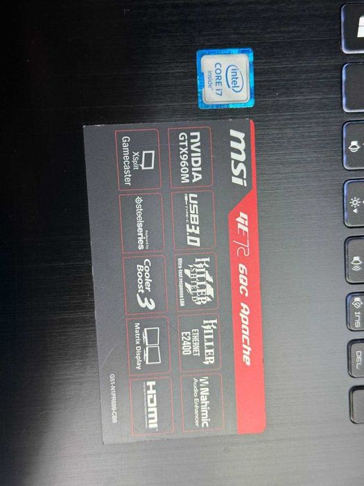 MSI GE72 6QC i7-6700HQ 16ram ssd 120 hdd 1tb GTX 960M 2gb