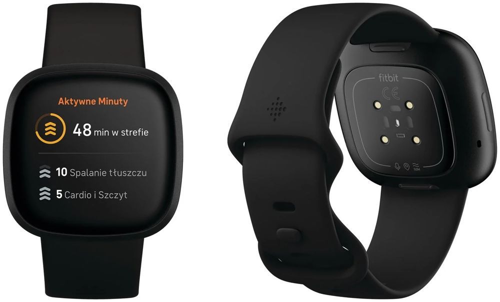outlet smartwatch fitbit versa 3 czarny bluetooth pulsometr krokomierz