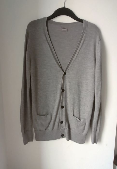 Sweter kardigan szary Virgin merino WOOL 100%