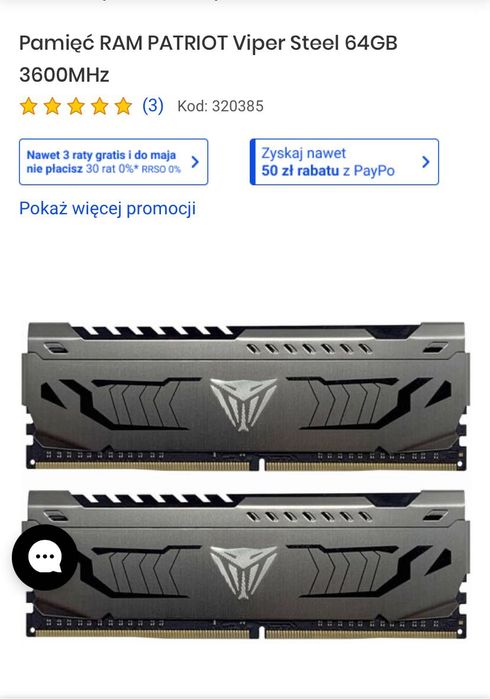 Pamięć RAM PATRIOT Viper Steel 64GB 3600MHz