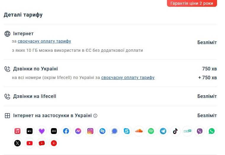 190 грн/мес безлимитный интернет безлим lifecell лайфселл лайф