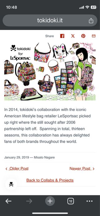 сумка tokidoki for lesportsac 24 літри