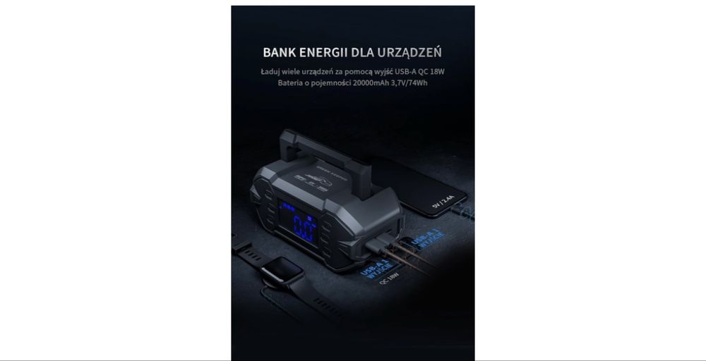 Rozruchowy Powerbank 3000A z Kompresorem Diesel i benzyna do 8.0L