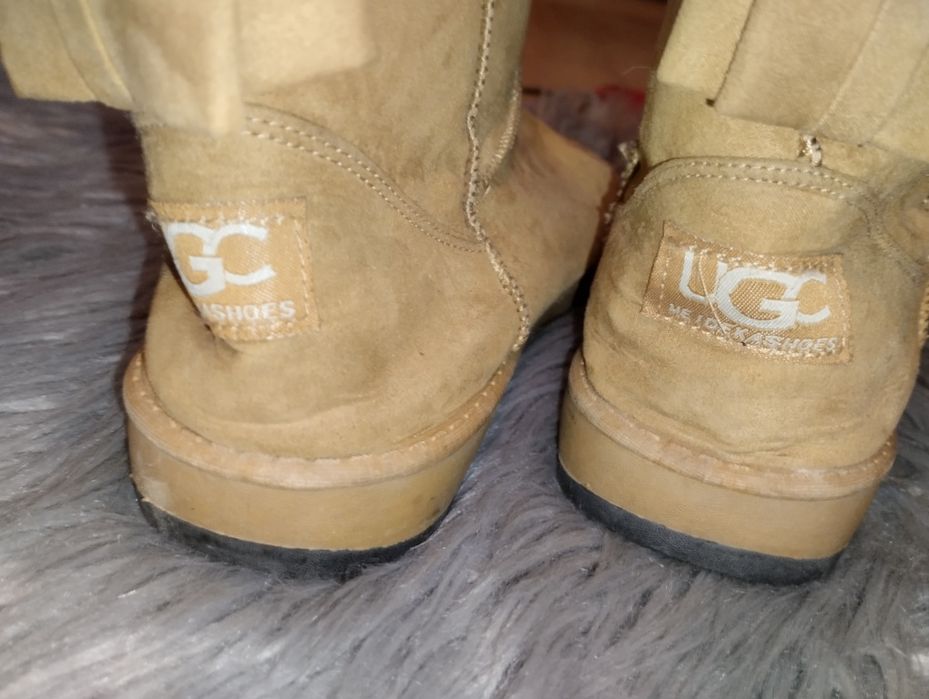 UGG 38  buty śniegowce camelowe ocieplane z kokardkami