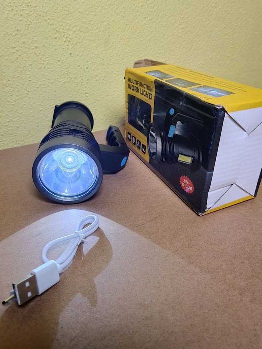Lanterna LED Recarregável USB de Trabalho 3W + COB Lateral (NOVO)