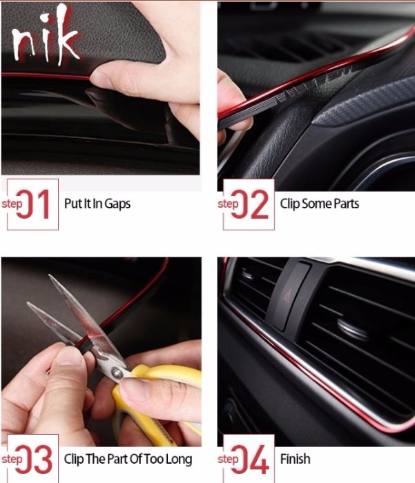 Оздоблення салону авто. Декоративна стрічка 5м. Молдинг