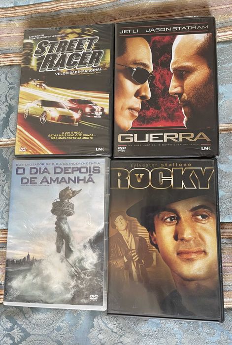 4 DVD's: Velocidade Marginal/ Guerra/ O Dia Depois de Amanhã/ Rocky