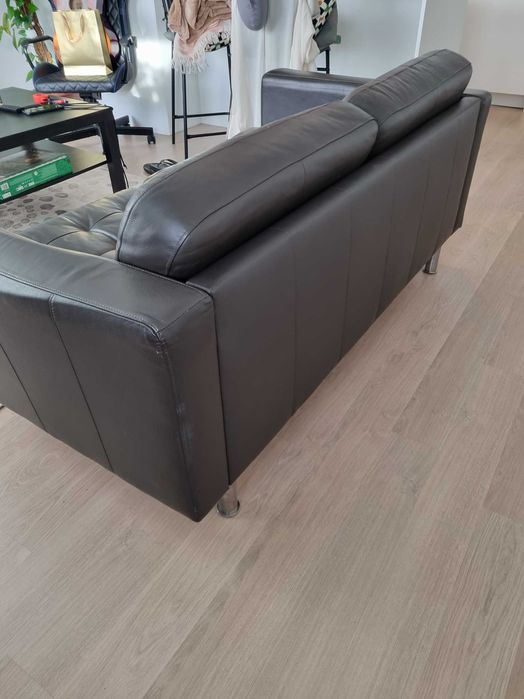 LANDSKRONA
Sofá 2 lugares, Grann/Bomstad preto/madeira (IKEA)