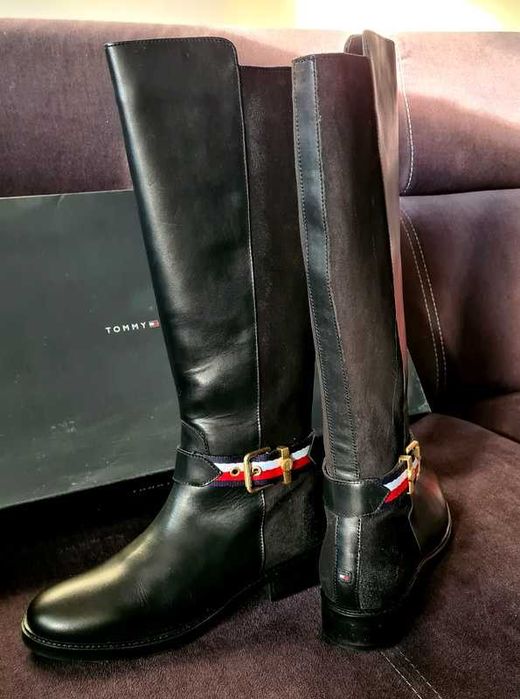 Tommy Hilfiger kozaki skórzane Corporate belt roz 38 nowe