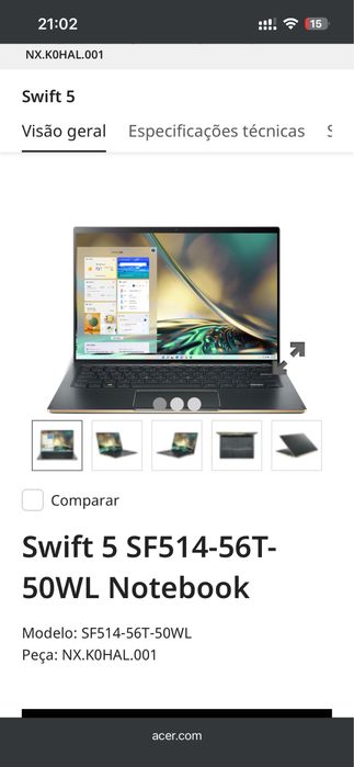 Computador portatil acer swift 5
