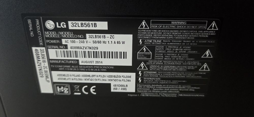 Telewizor 32 cale LG Model 32LB561B
