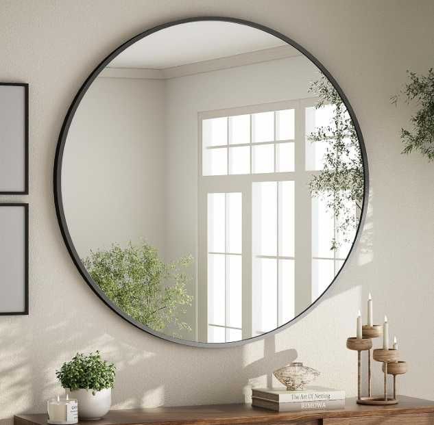 Lustro okrągłe BEAUTYPEAK 60 cm czarna aluminiowa rama