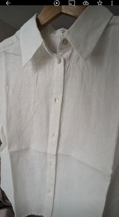 Mango lniana koszula piżamowa 100% len